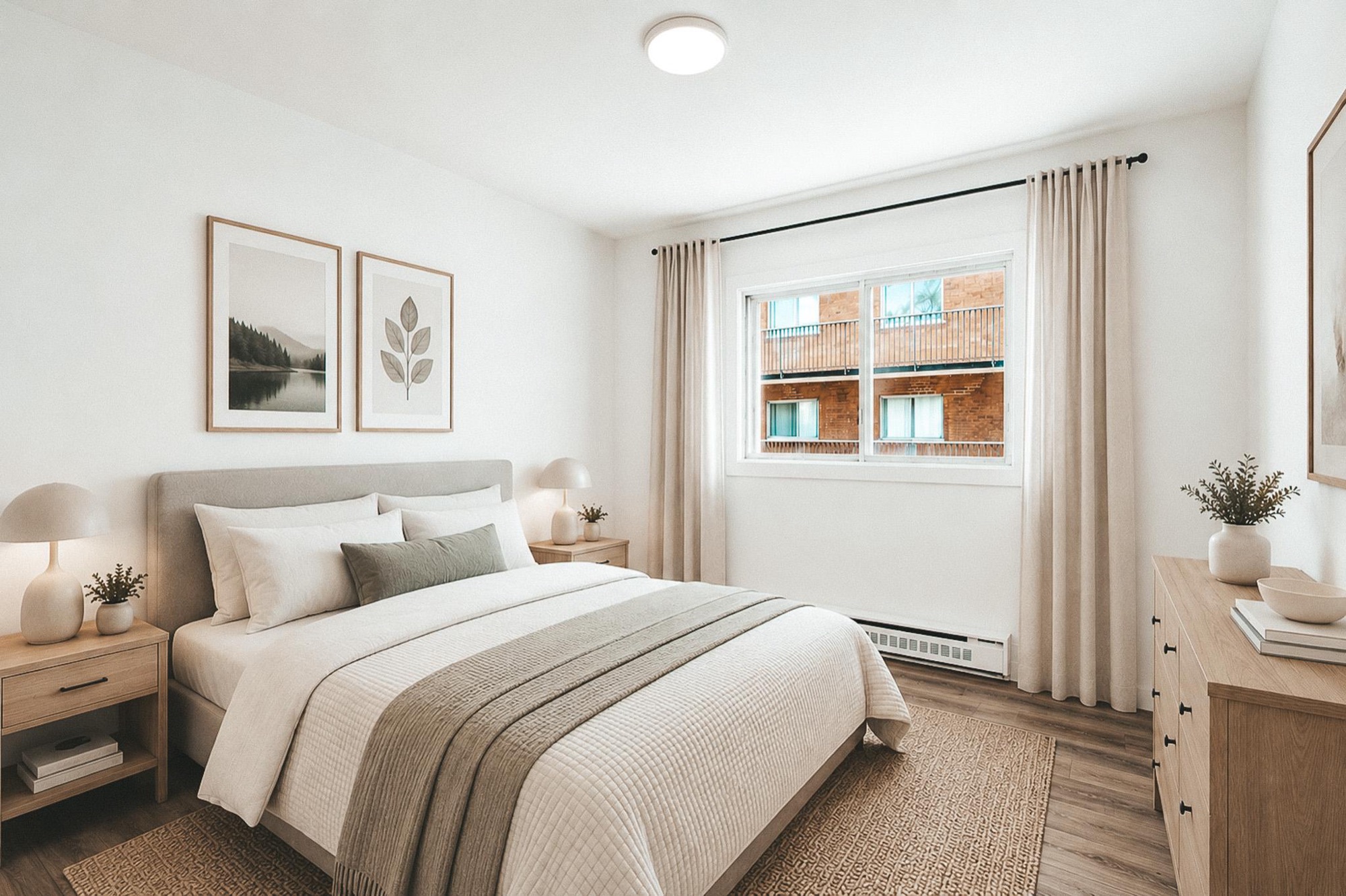 Staged bedroom at Domaine Choisy